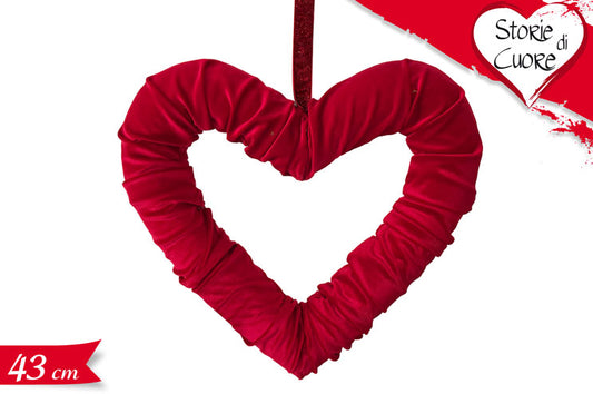 Cuore in velluto d.43-rosso