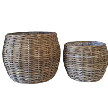 Cesto rattan set di 2 pz. d.44xh.40cm-naturale