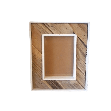 Cornice portafoto da appendere doppia in legno l.32,5xp.3xh.25cm-naturale