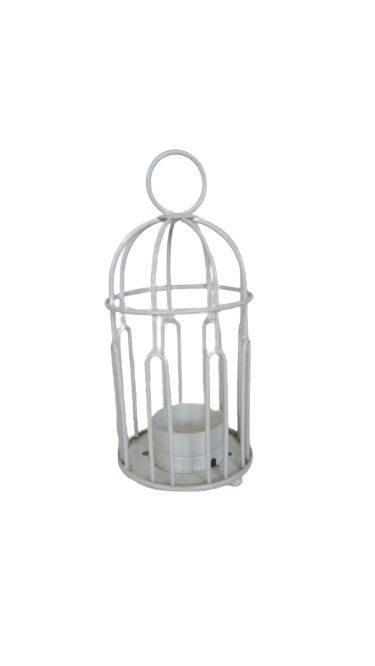 Gabbietta portacandele d.8xH.17cm-bianco