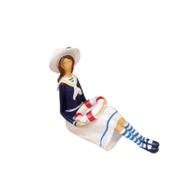 Marinaio sailor girl in resina seduta l.6xp.11xh.10cm-blu