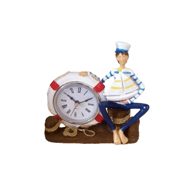 Marinaio sailor boy in resina con orologio l.13xp.4xh.14cm-blu