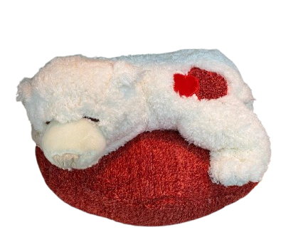 Peluche orso su cuore lun.28xlarg.20xalt.188 cm-bianco