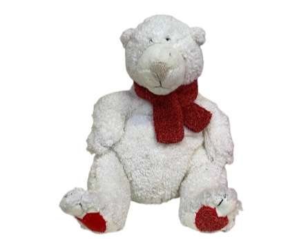 Peluche orso polare cuori  lun.40xlar.18xalt.27cm-bianco