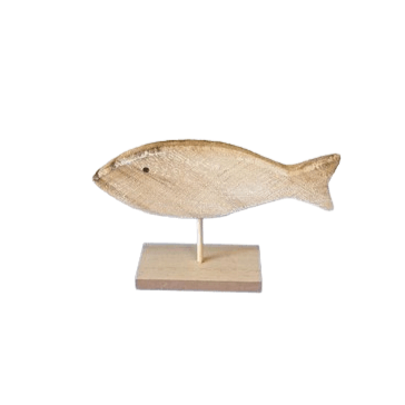 Pesce in legno con base l.15xp.4xh.10cm confezione pz.4-naturale