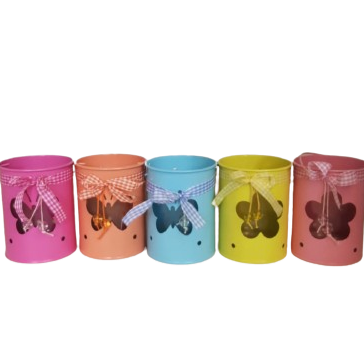 Portacandela metallo decoro farfalla d.7.5xh.10cm-assortiti  in 5 colori