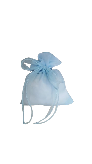 Sacchetto organza con fiocco l.14xh.11cm confezione 12 pz.-celeste