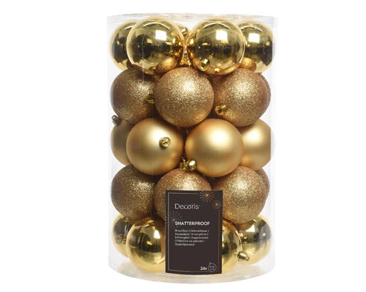 Sfere Natale d.8 plt lucido-opaco_glitter-oro