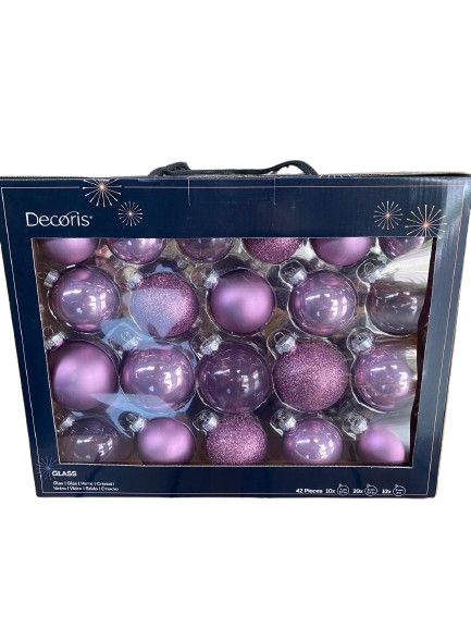Sfere di Natale di vetro d.7/6/5 cm confezione pz. 42- lilla
