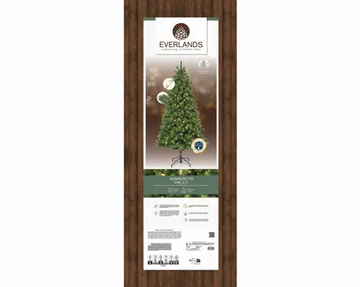 Albero Kenmore fir micro led dia 132 cm h. 240 cm verde con luci incorporate bianco caldo