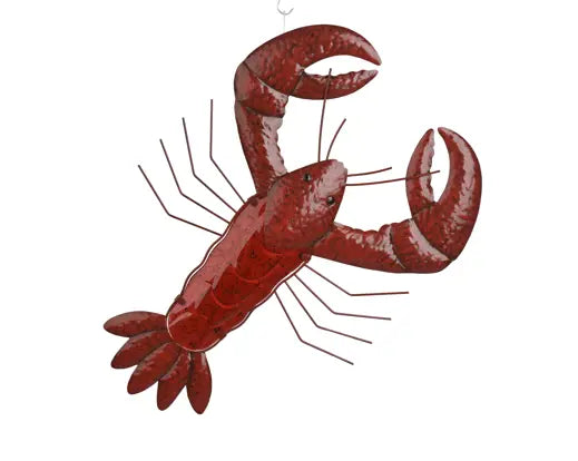 Decorazione in ferro aragosta Lun. 1cm Lar.42cm Alt.60cm-rosso