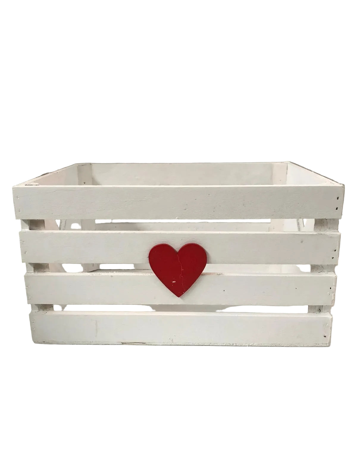 Cassetta legno cuore Lun.26; Lar.18; Alt.14-bianco