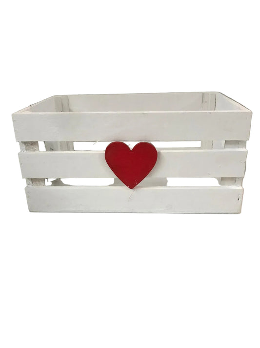 Cassetta legno cuore Lun. 21; Lar. 13; Alt.10-bianco