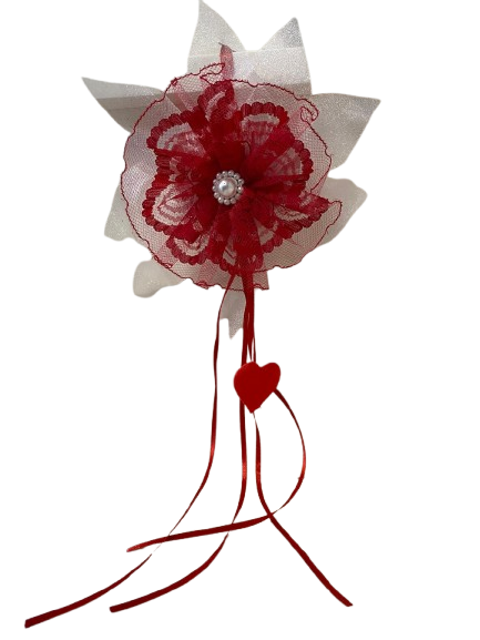 Coccarda con cuori d.19 cm-rosso