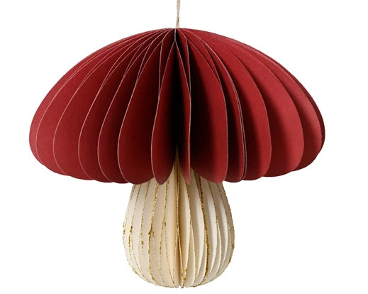 Decorazione fungo in carta d.20xh.18cm-rosso