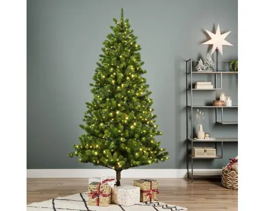 Albero Kenmore fir micro led dia 120 cm h. 210 cm-verde con luci incorporate bianco caldo