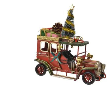 Macchina d'epoca in ferro lun 16.5 lar 8 alt 17 cm-rosso