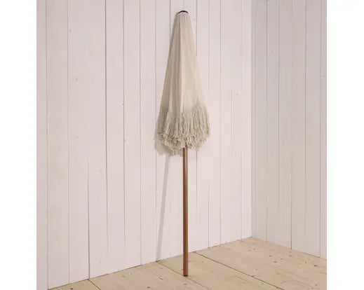 Ombrellone in poliestere con frange Dia 200 cm Alt .214cm-bianco