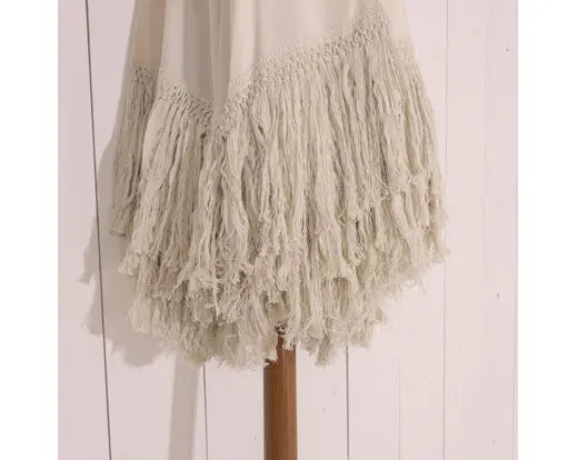Ombrellone in poliestere con frange Dia 200 cm Alt .214cm-bianco