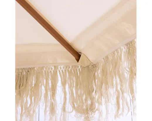 Ombrellone in poliestere con frange Dia 200 cm Alt .214cm-bianco