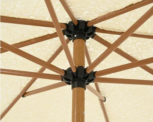 Ombrellone in cotone e poliestere con ricami Dia.208cm Alt.230cm-crema