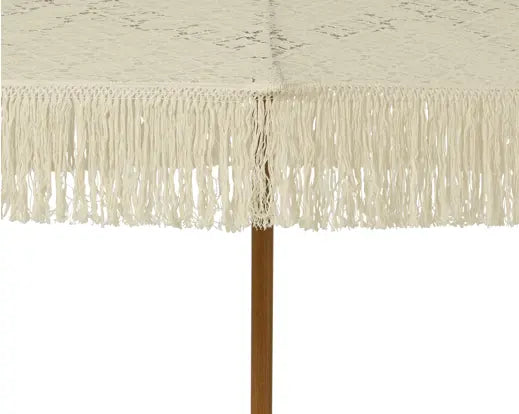 Ombrellone in cotone e poliestere con ricami Dia.208cm Alt.230cm-crema