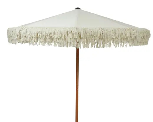 Ombrellone in poliestere con frange Dia 200 cm Alt .214cm-bianco