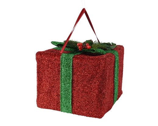 Pacco Natale poliestere l.30xl.30xh.25cm-rosso