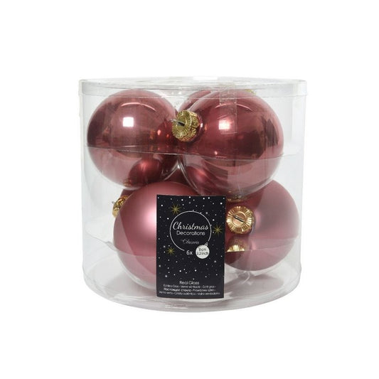 Sfere Natale vetro d.8 lucide e matt confezione pz.6-velvet pink