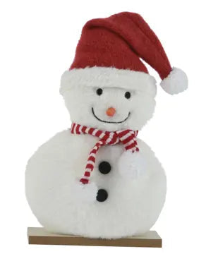 Pupazzo di neve con base in legno lun. 6 lar. 22 alt.42cm-bianco