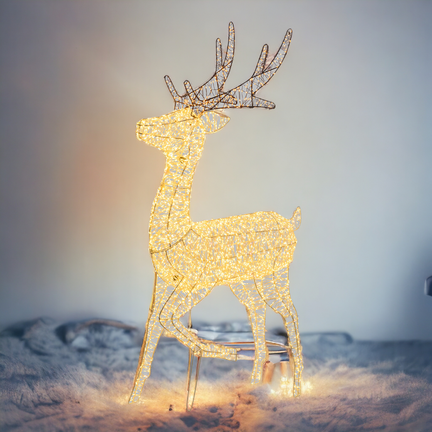 Renna 3D H130cm con zampa alzata RP HDM Metal Pro 5560 MicroLED FlashLED Diamond