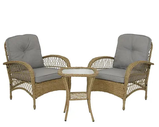 Set 2 poltrone e tavolo in vimini Lun.83cm Lar.72cm Alt.86cm