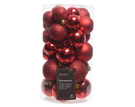 Sfere albero Natale d. 6 plt lucide-opache-glitter-rosso