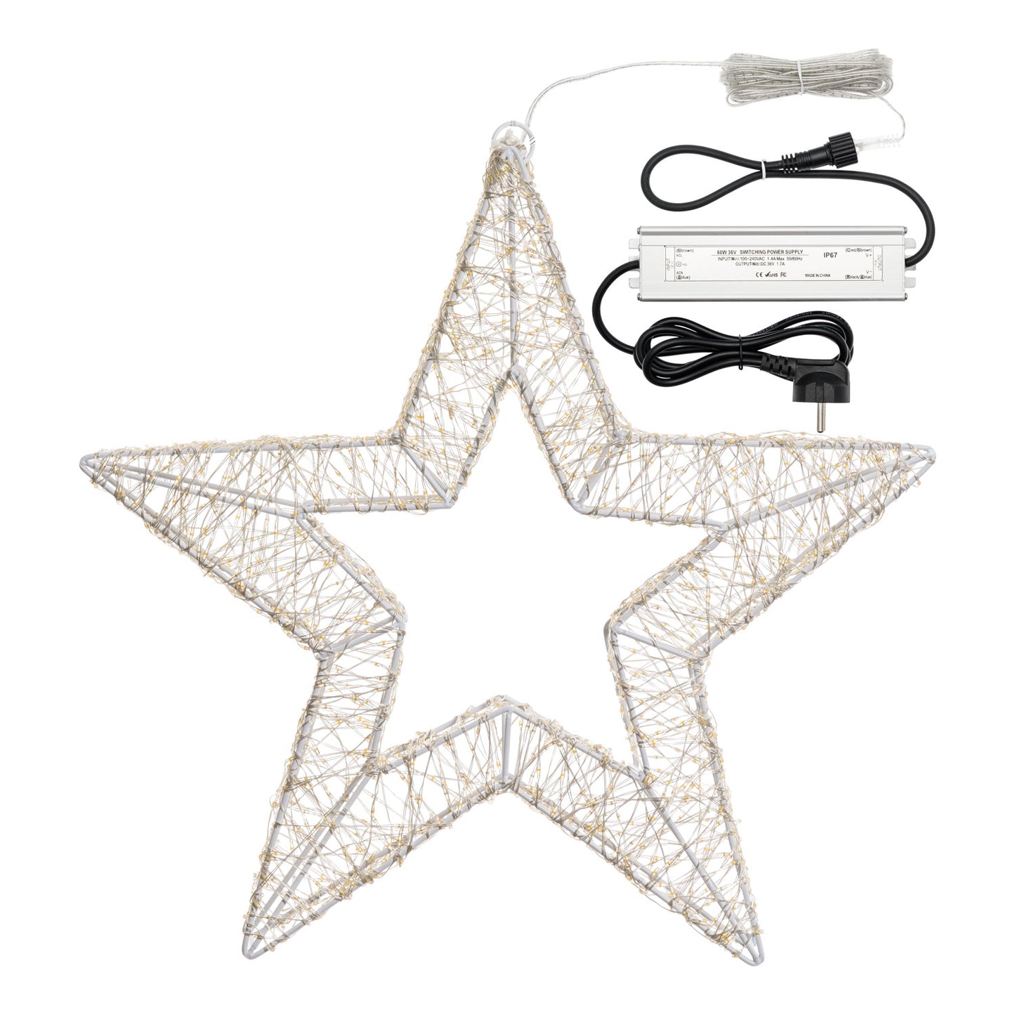 Stella 3D ø55cm HDM Bianco Silver Metal Pro 2000 MicroLED FlashLED Diamond