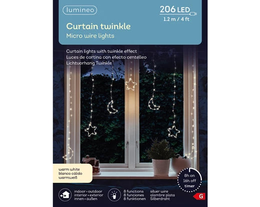 Tenda luci stella e luna 260 Lun.120; Lar.120; Alt.100 cm micro led-luce calda (warm white)