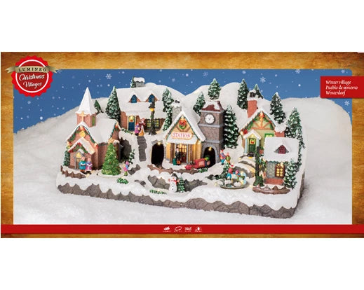 Villaggio Natale c/musica e movimento  Lun.27cm Lar.56.5cm Alt.26.5cm-multicolore